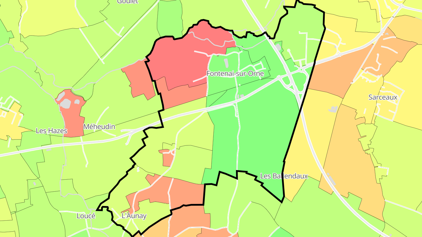 Carte des prix de l'immobilier Fontenai-sur-Orne