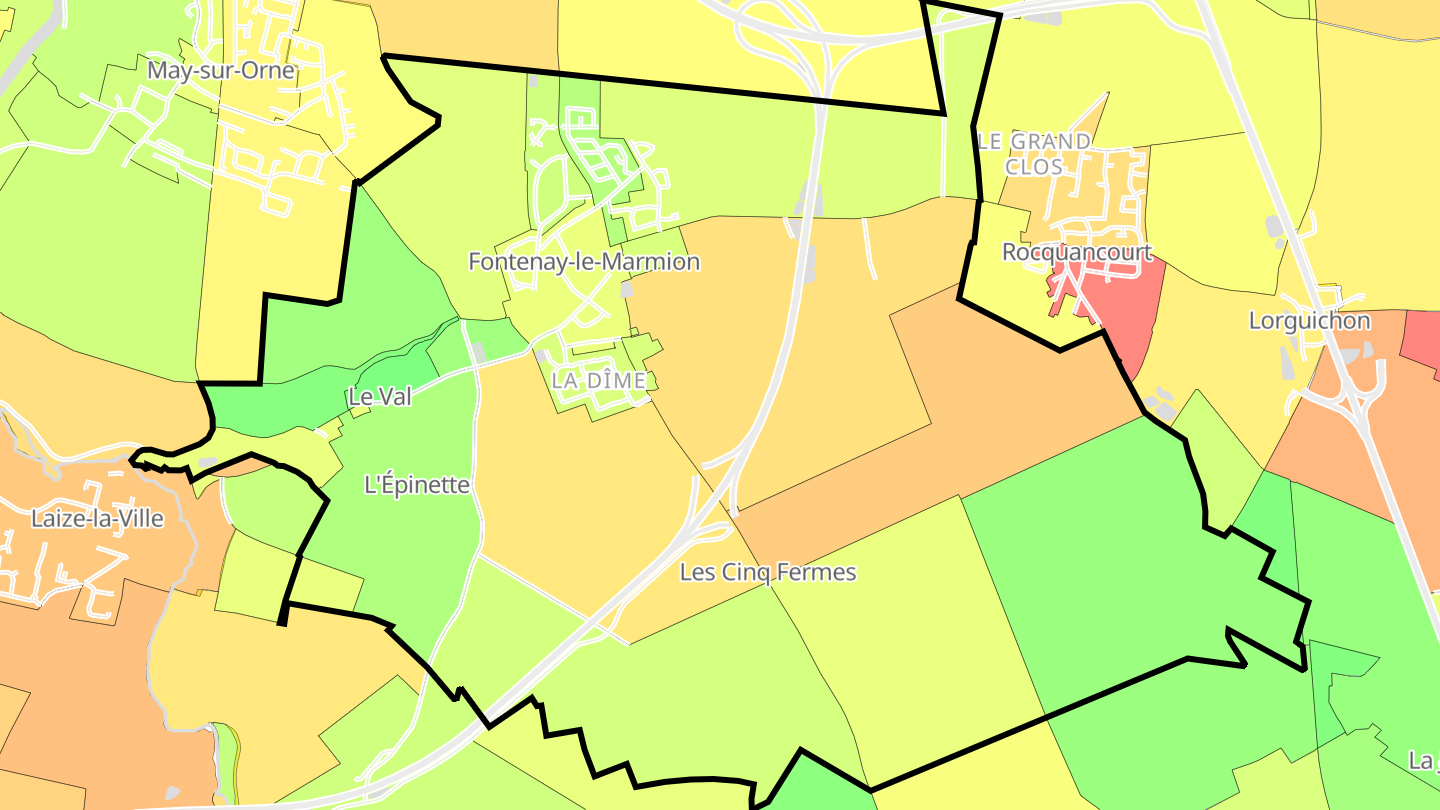 Carte des prix de l'immobilier Fontenay-le-Marmion