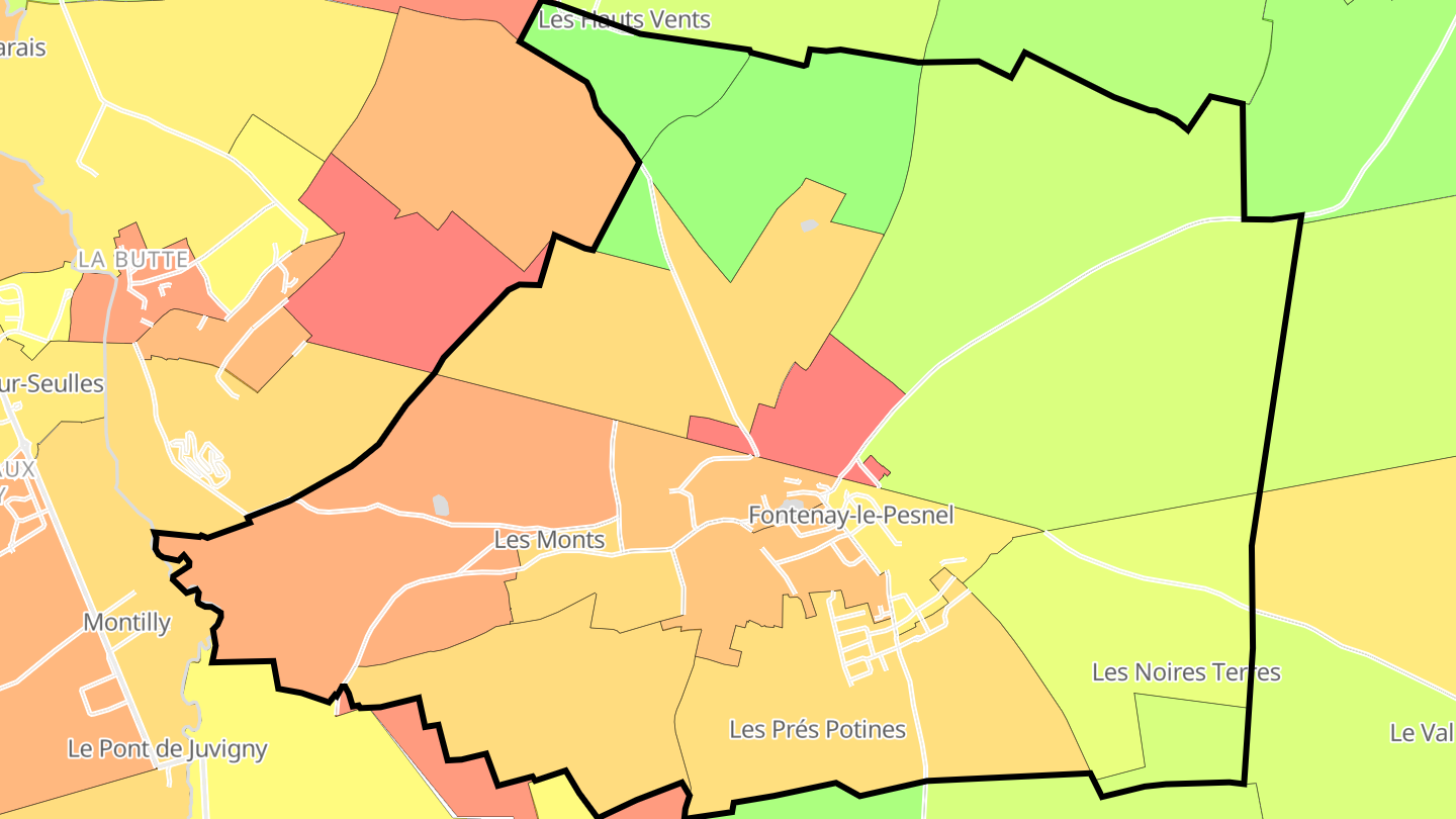 Carte des prix de l'immobilier Fontenay-le-Pesnel