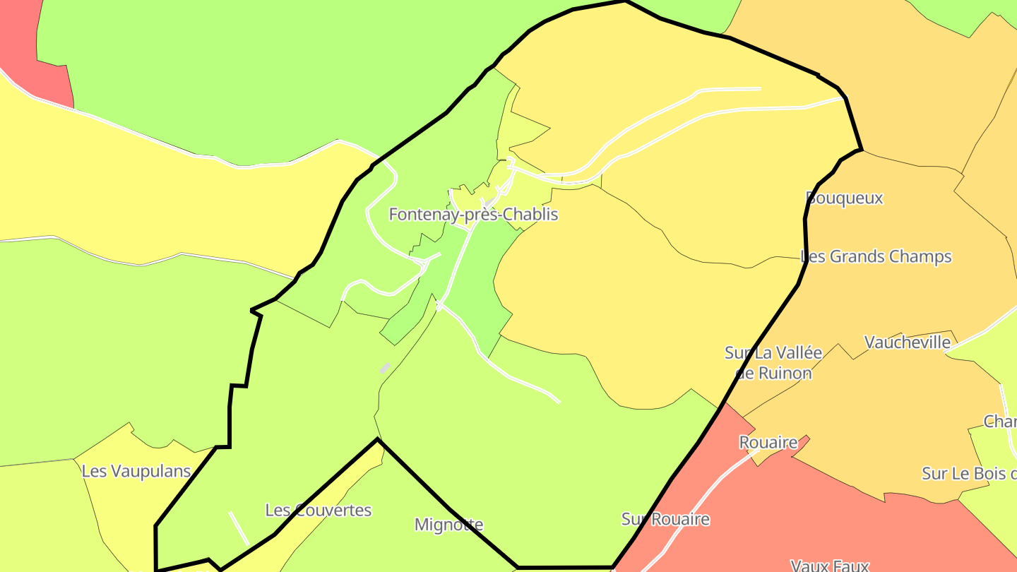 Carte des prix de l'immobilier Fontenay-près-Chablis