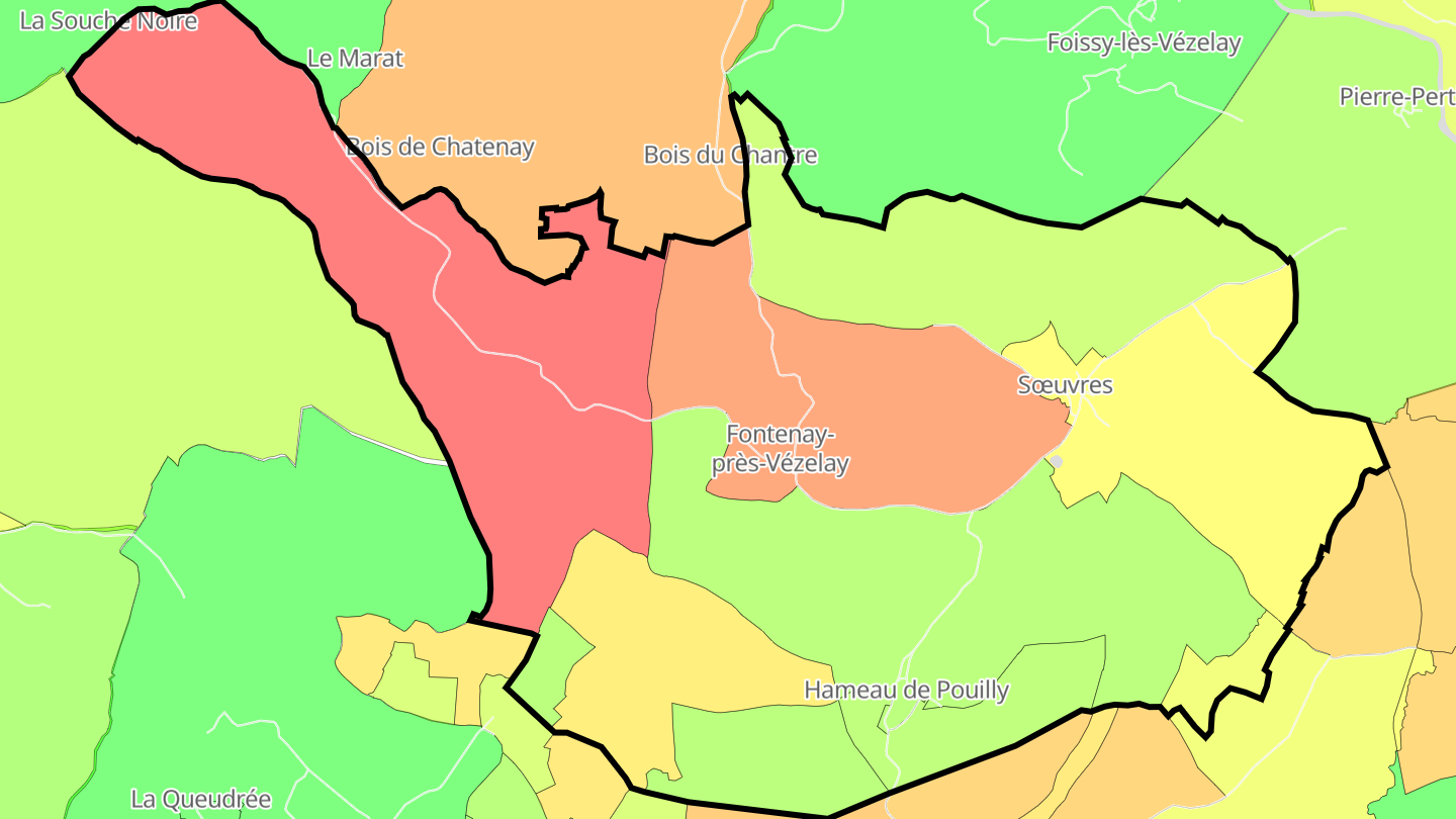 Carte des prix de l'immobilier Fontenay-près-Vézelay