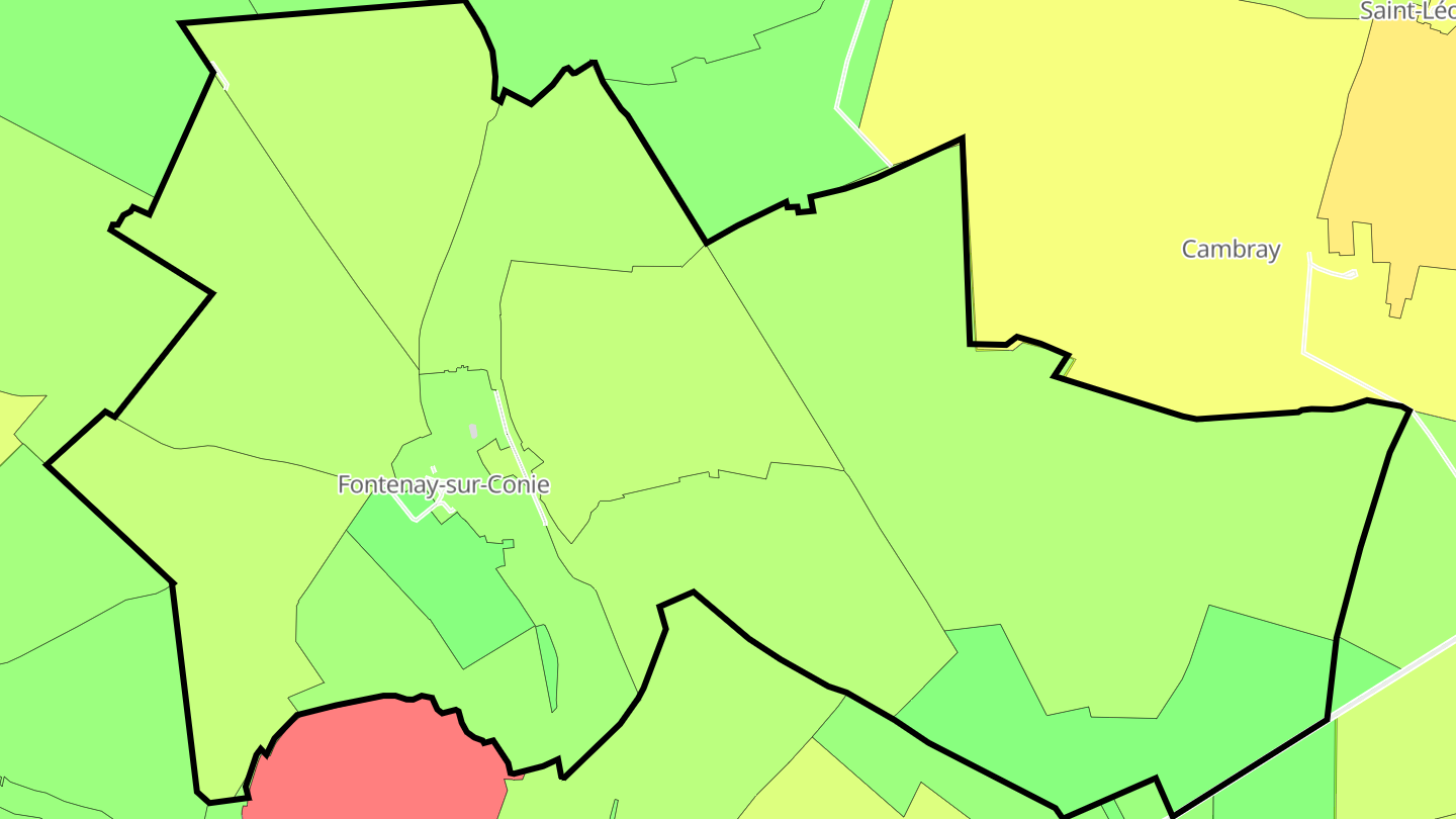 Carte des prix de l'immobilier Fontenay-sur-Conie