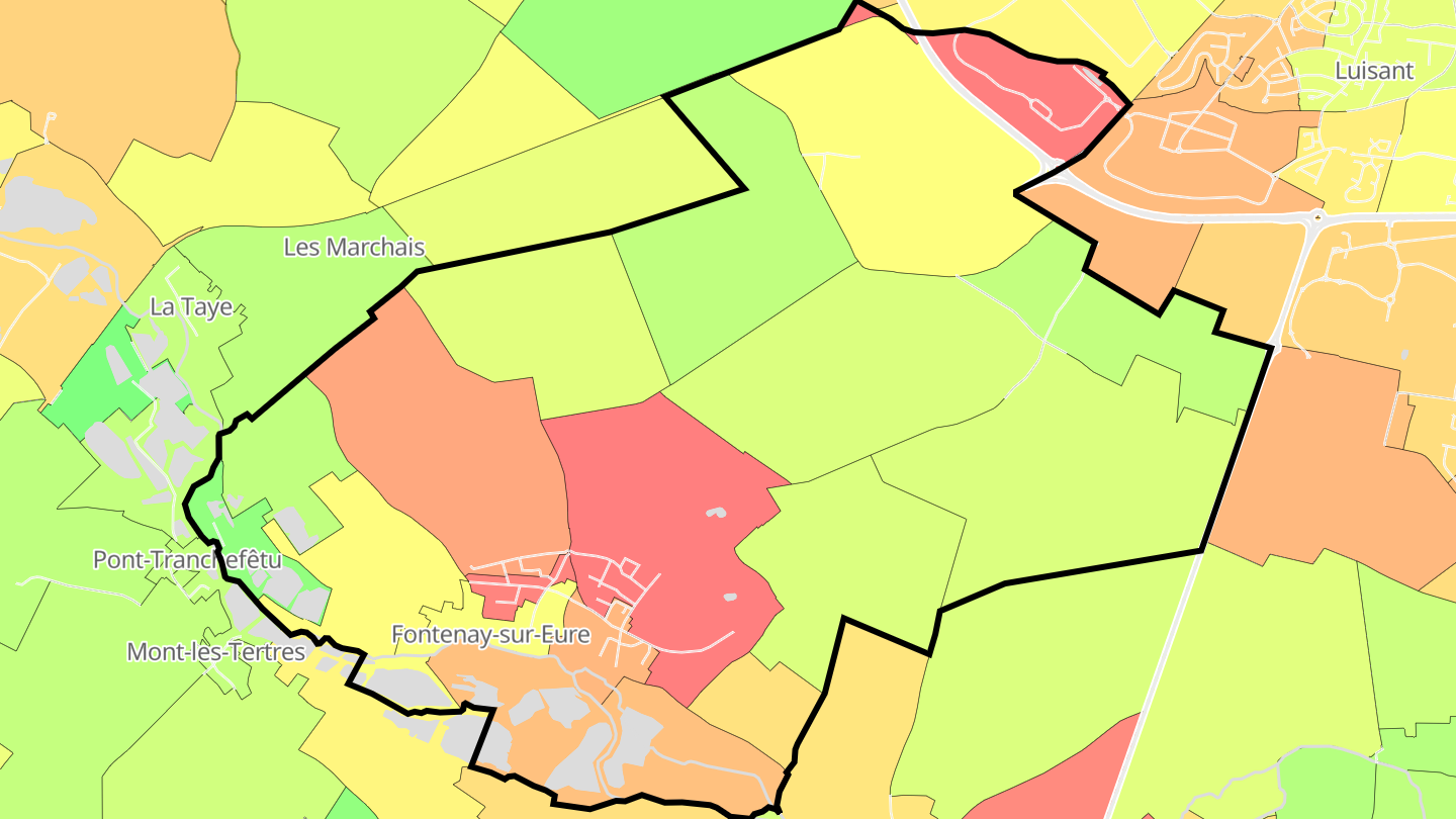 Carte des prix de l'immobilier Fontenay-sur-Eure