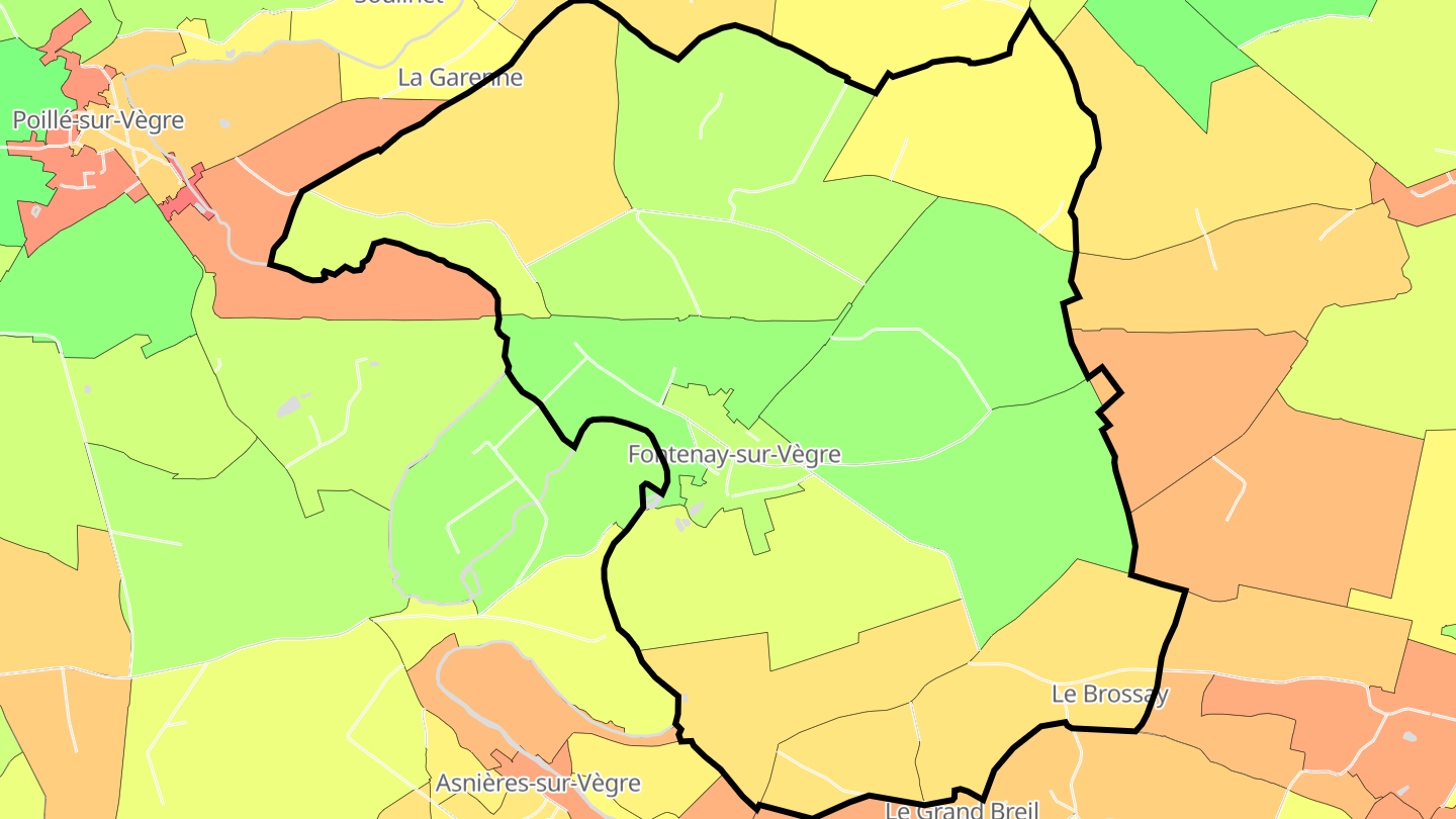 Carte des prix de l'immobilier Fontenay-sur-Vègre