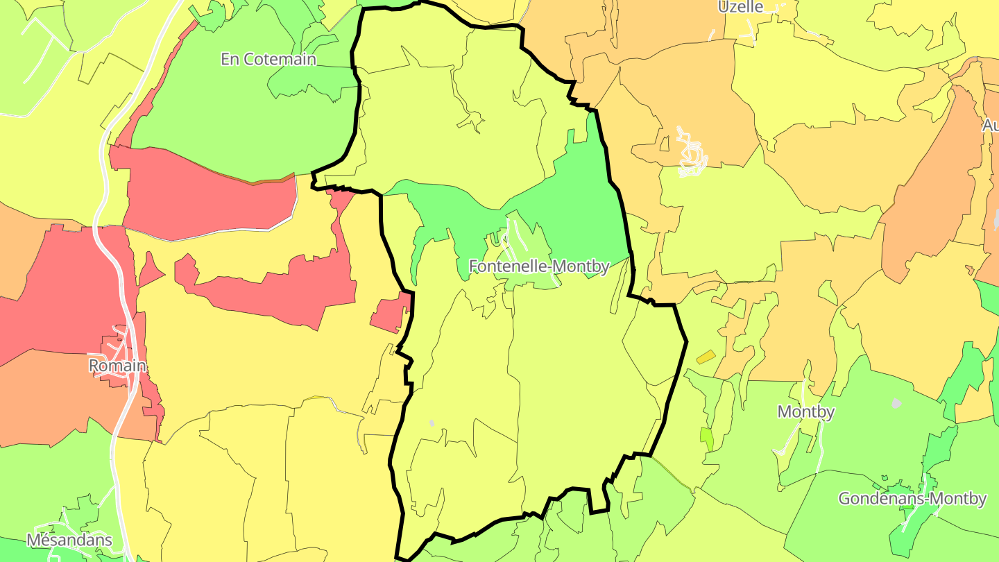 Carte des prix de l'immobilier Fontenelle-Montby