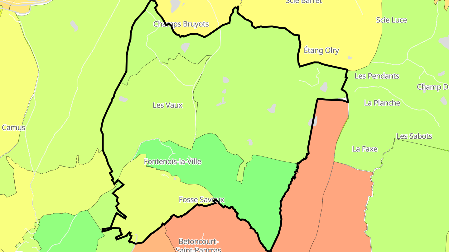 Carte des prix de l'immobilier Fontenois-la-Ville