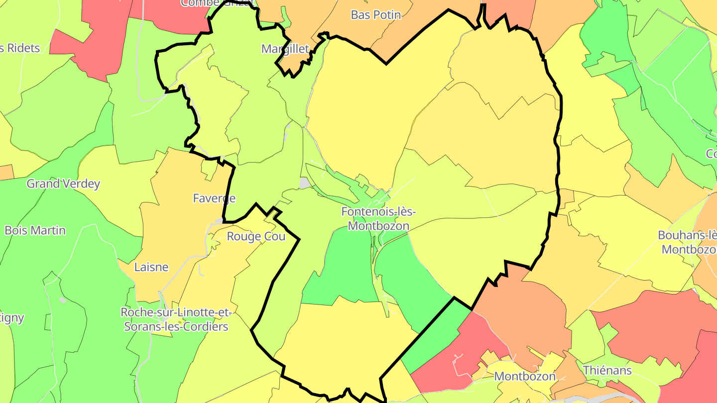 Carte des prix de l'immobilier Fontenois-lès-Montbozon