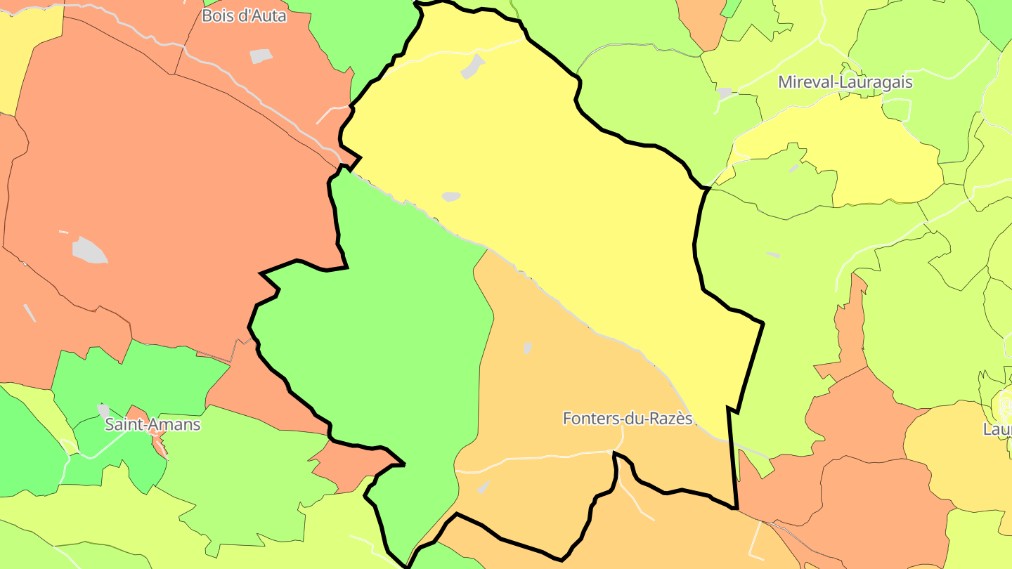 Carte des prix de l'immobilier Fonters-du-Razès