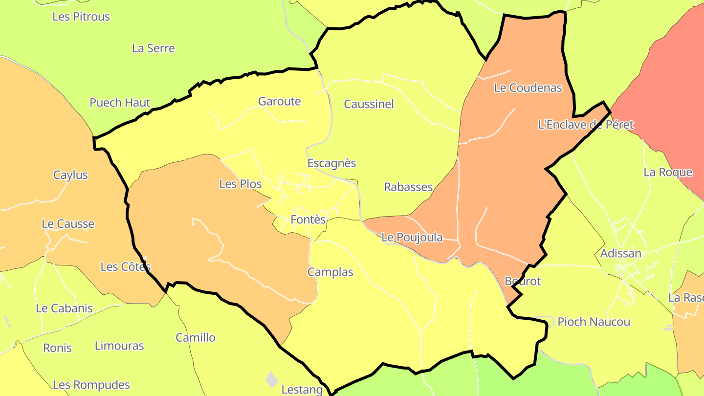 Carte des prix de l'immobilier Fontès