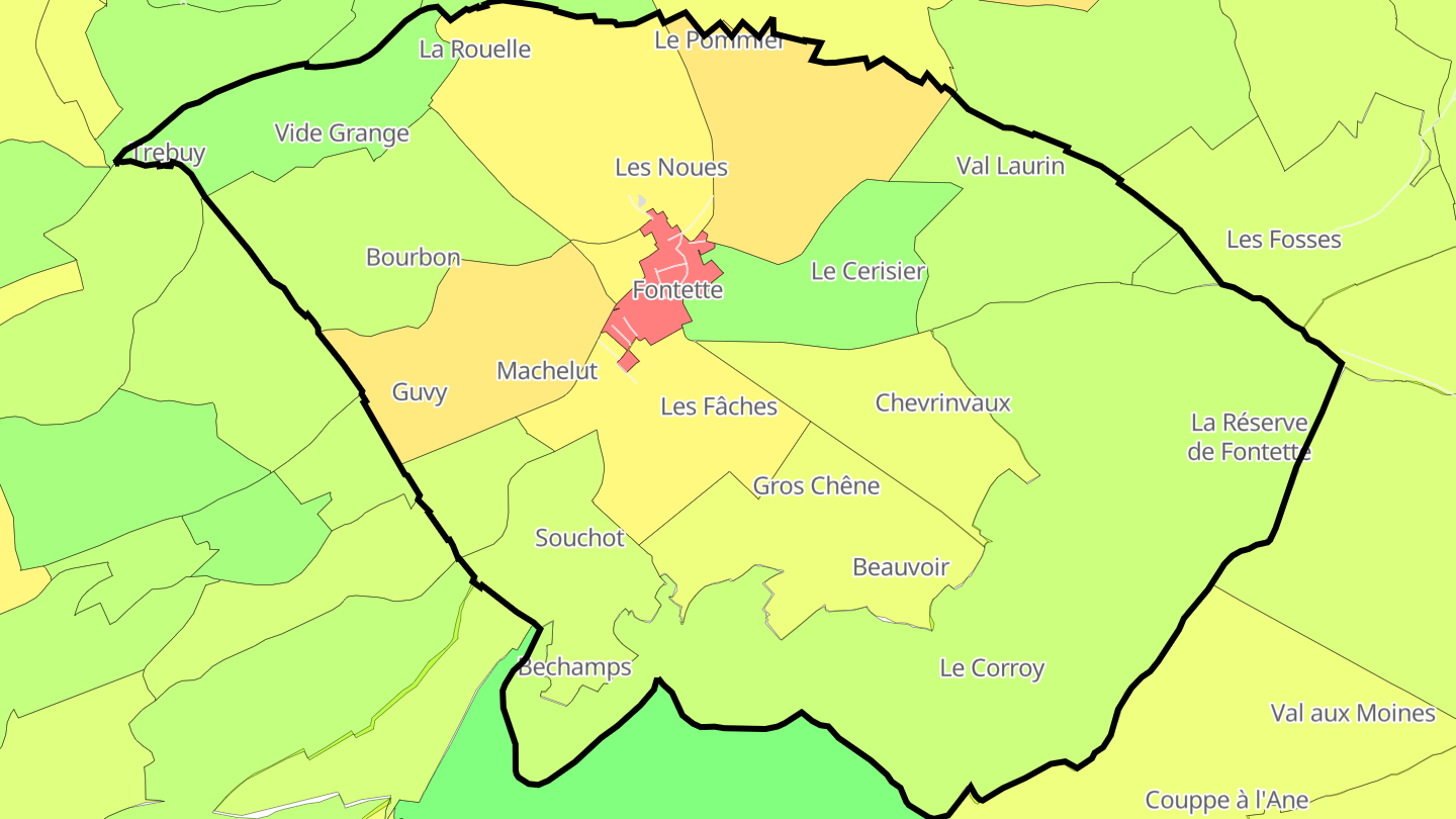 Carte des prix de l'immobilier Fontette