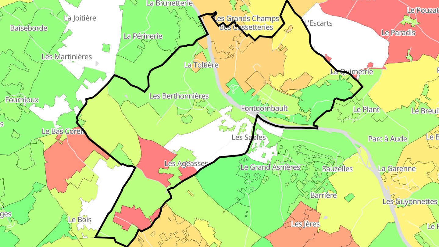 Carte des prix de l'immobilier Fontgombault