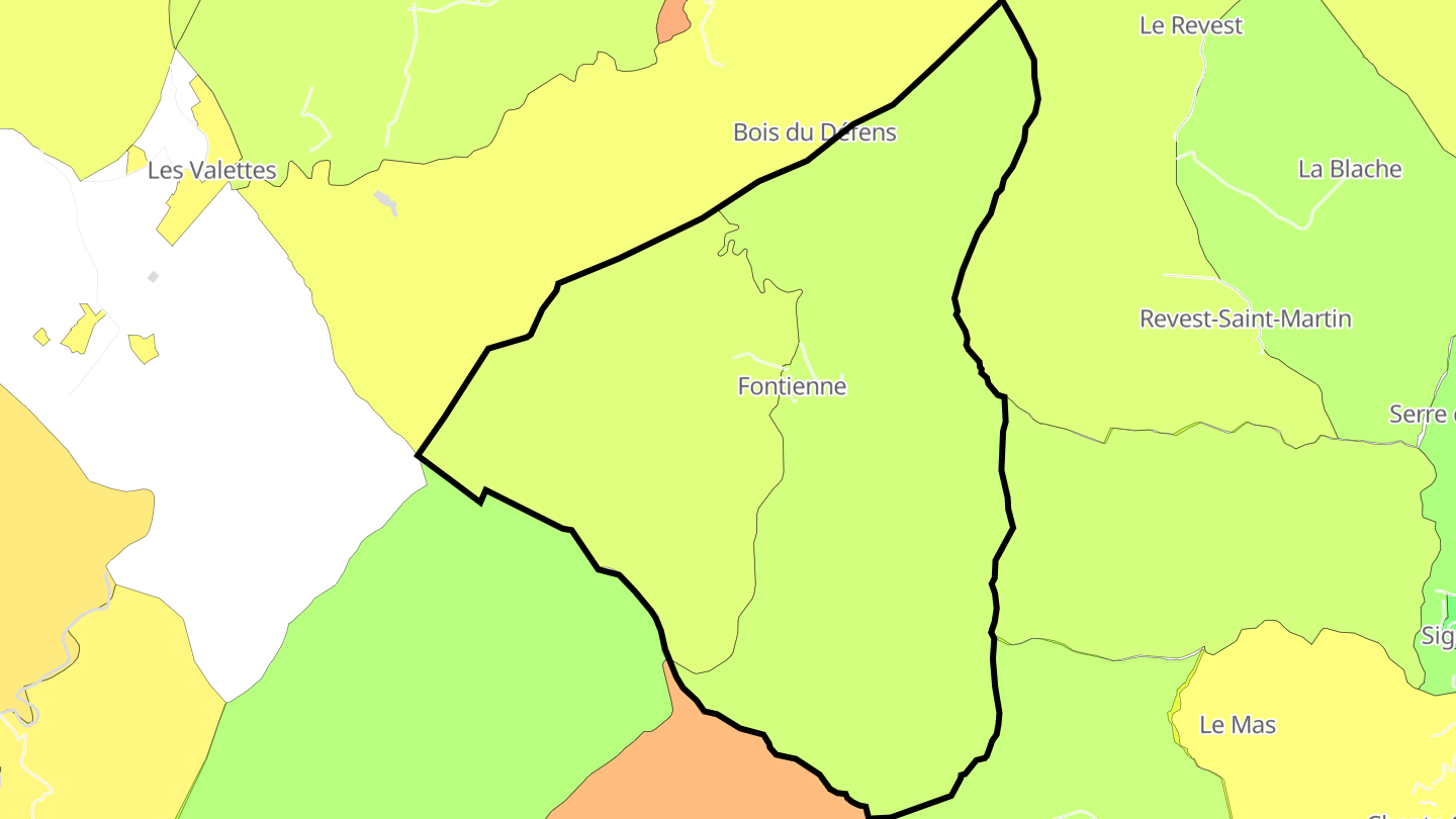 Carte des prix de l'immobilier Fontienne