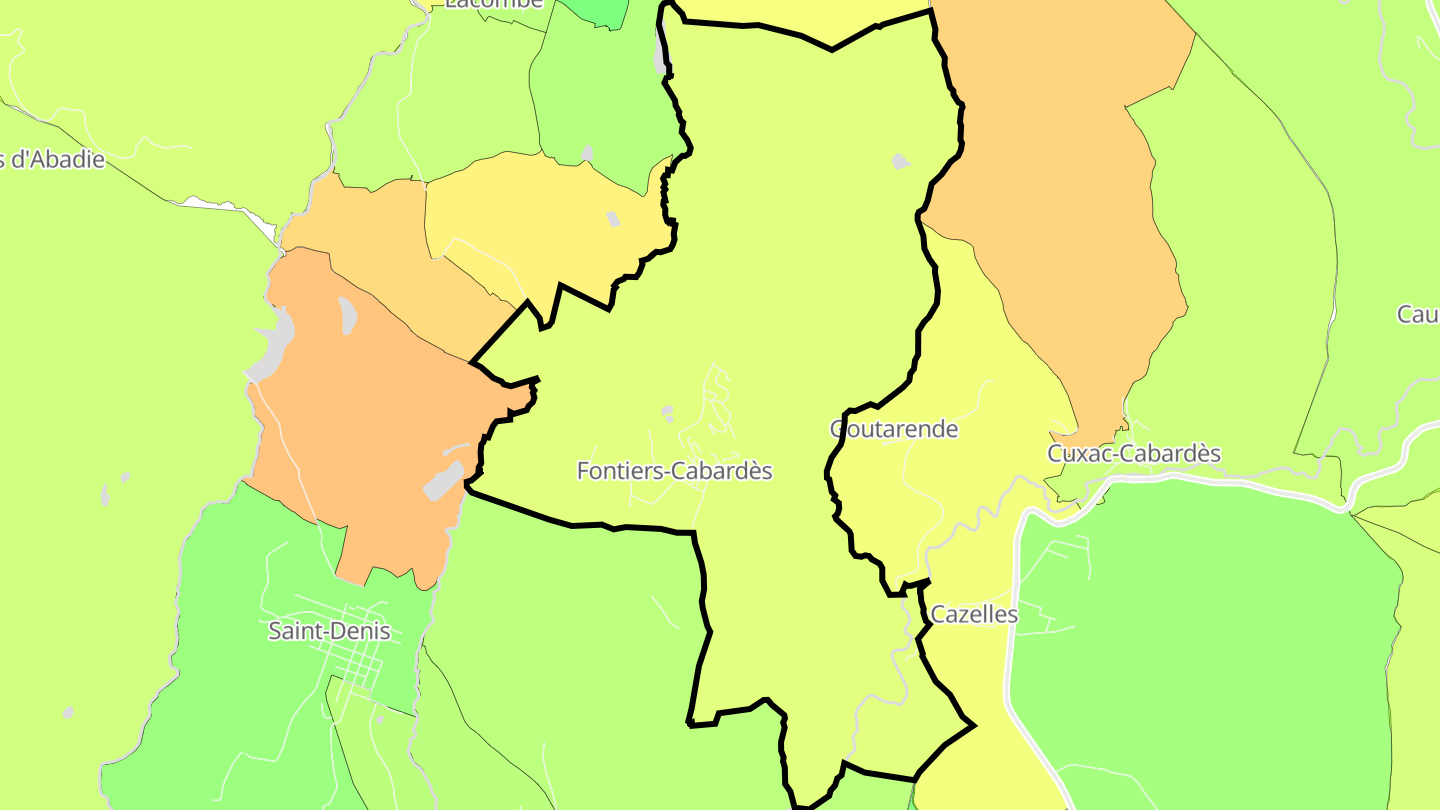 Carte des prix de l'immobilier Fontiers-Cabardès