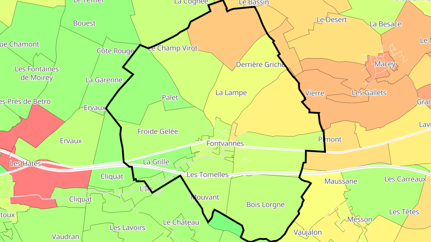 Carte des prix de l'immobilier Fontvannes