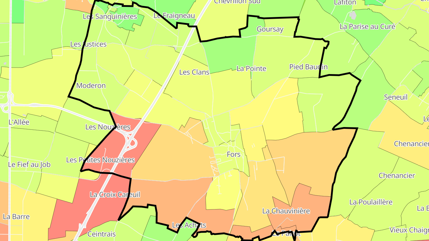 Carte des prix de l'immobilier Fors
