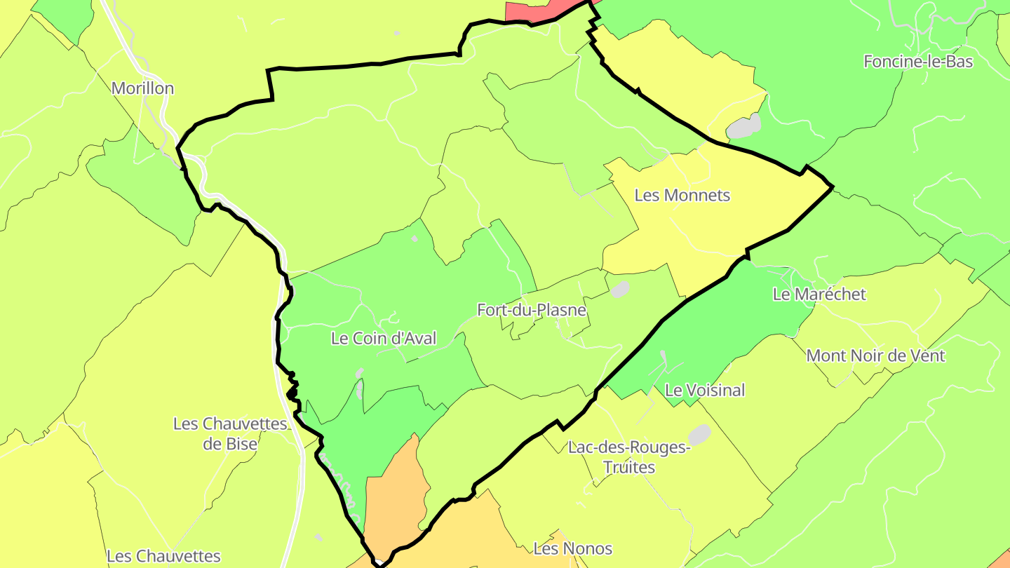 Carte des prix de l'immobilier Fort-du-Plasne