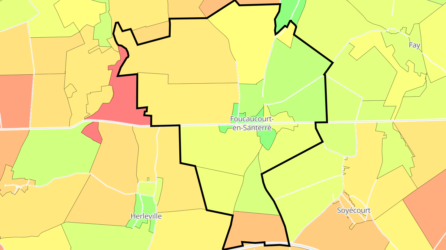 Carte des prix de l'immobilier Foucaucourt-en-Santerre