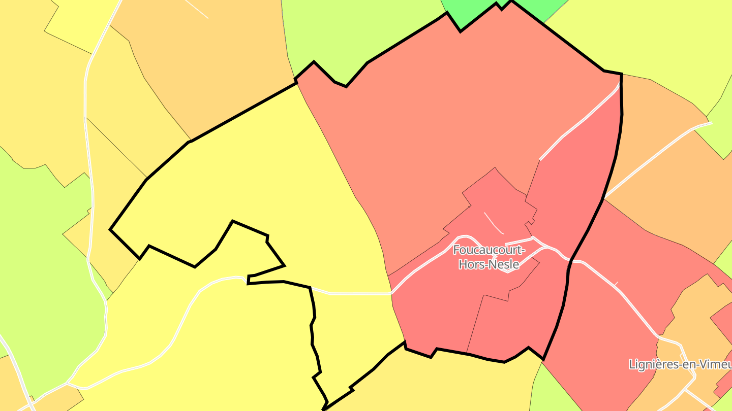 Carte des prix de l'immobilier Foucaucourt-Hors-Nesle