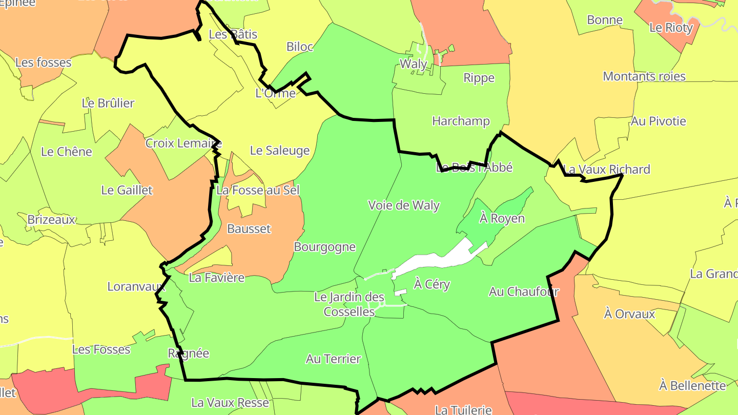 Carte des prix de l'immobilier Foucaucourt-sur-Thabas