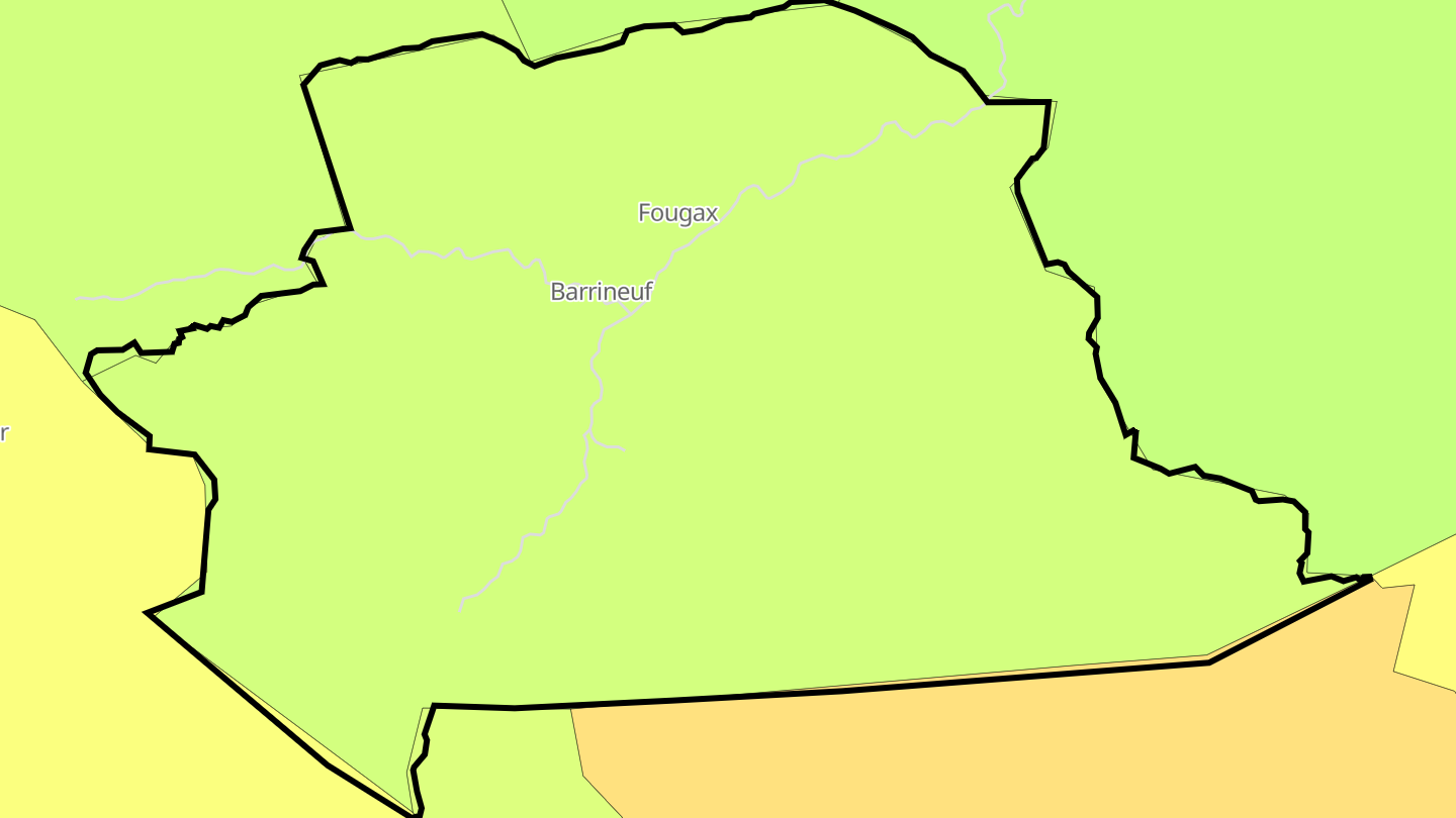 Carte des prix de l'immobilier Fougax-et-Barrineuf