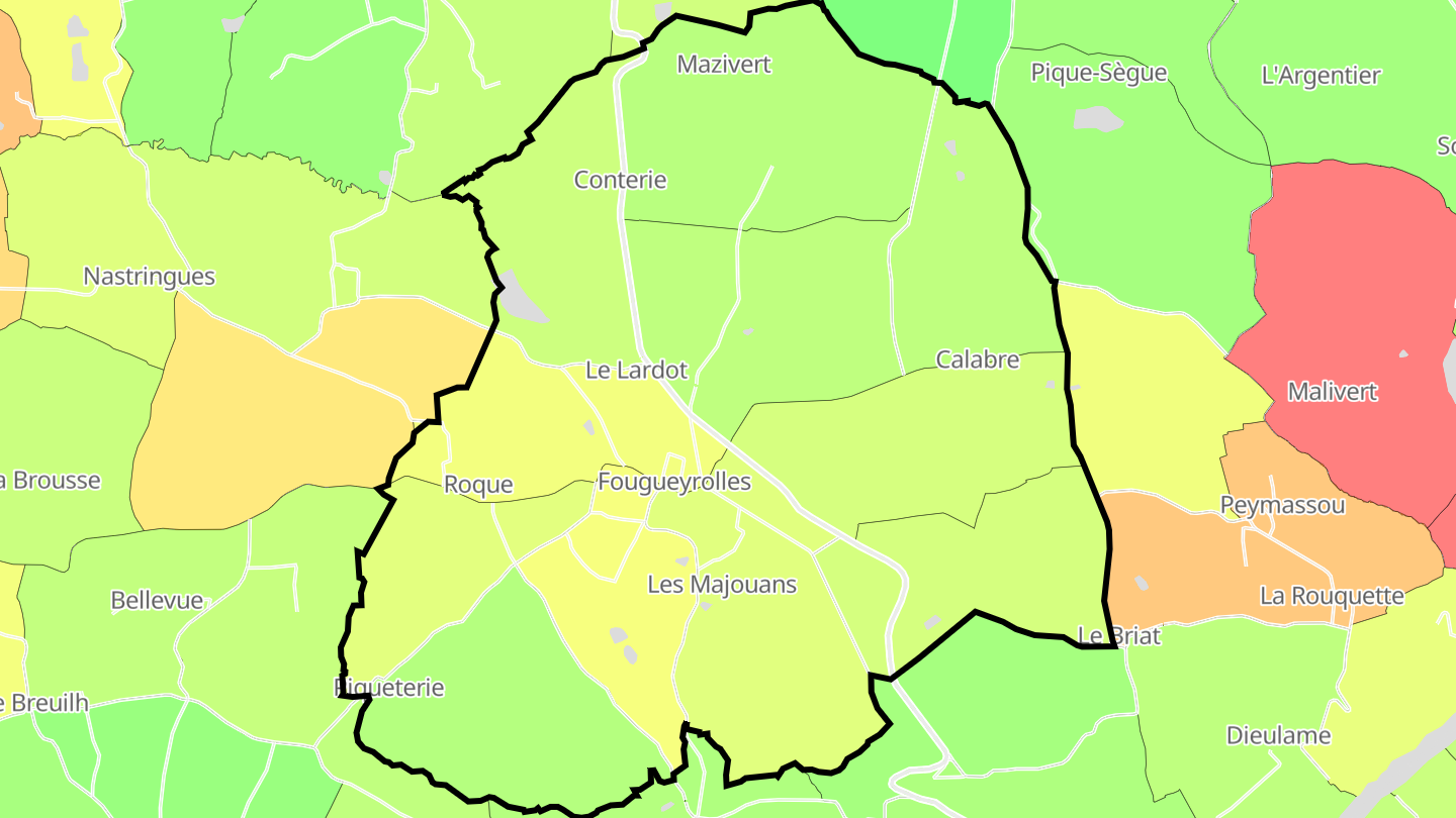 Carte des prix de l'immobilier Fougueyrolles