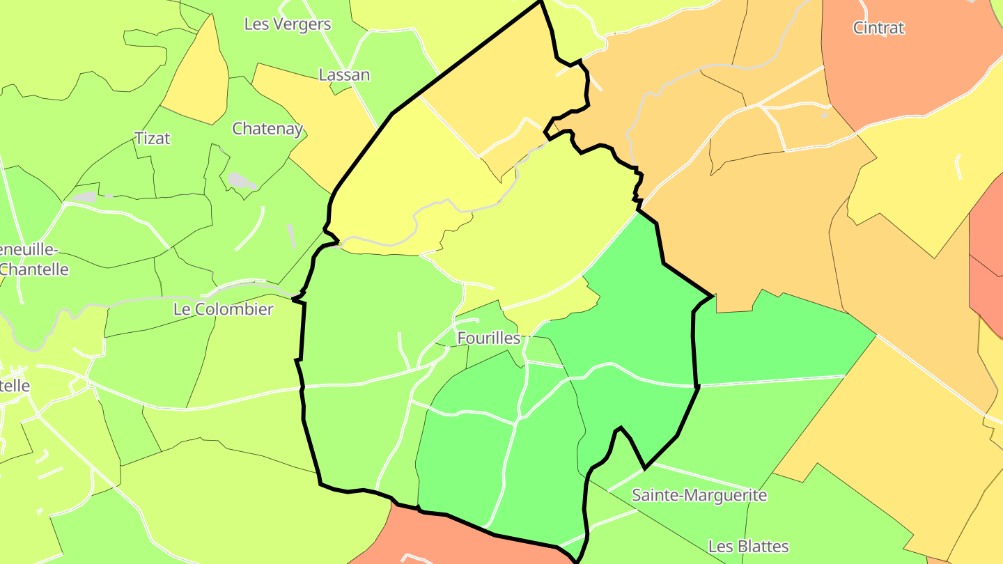 Carte des prix de l'immobilier Fourilles