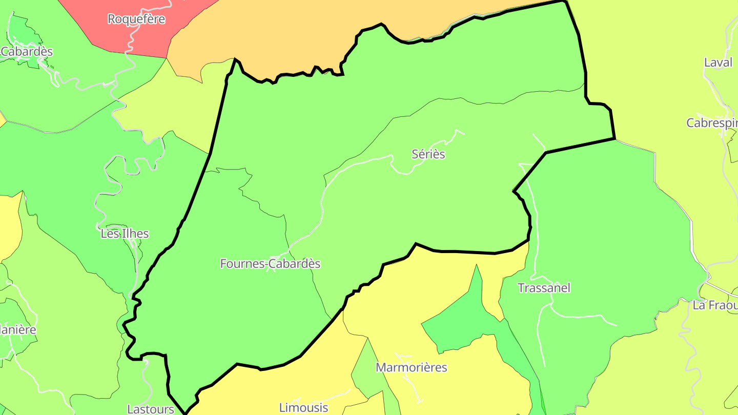 Carte des prix de l'immobilier Fournes-Cabardès
