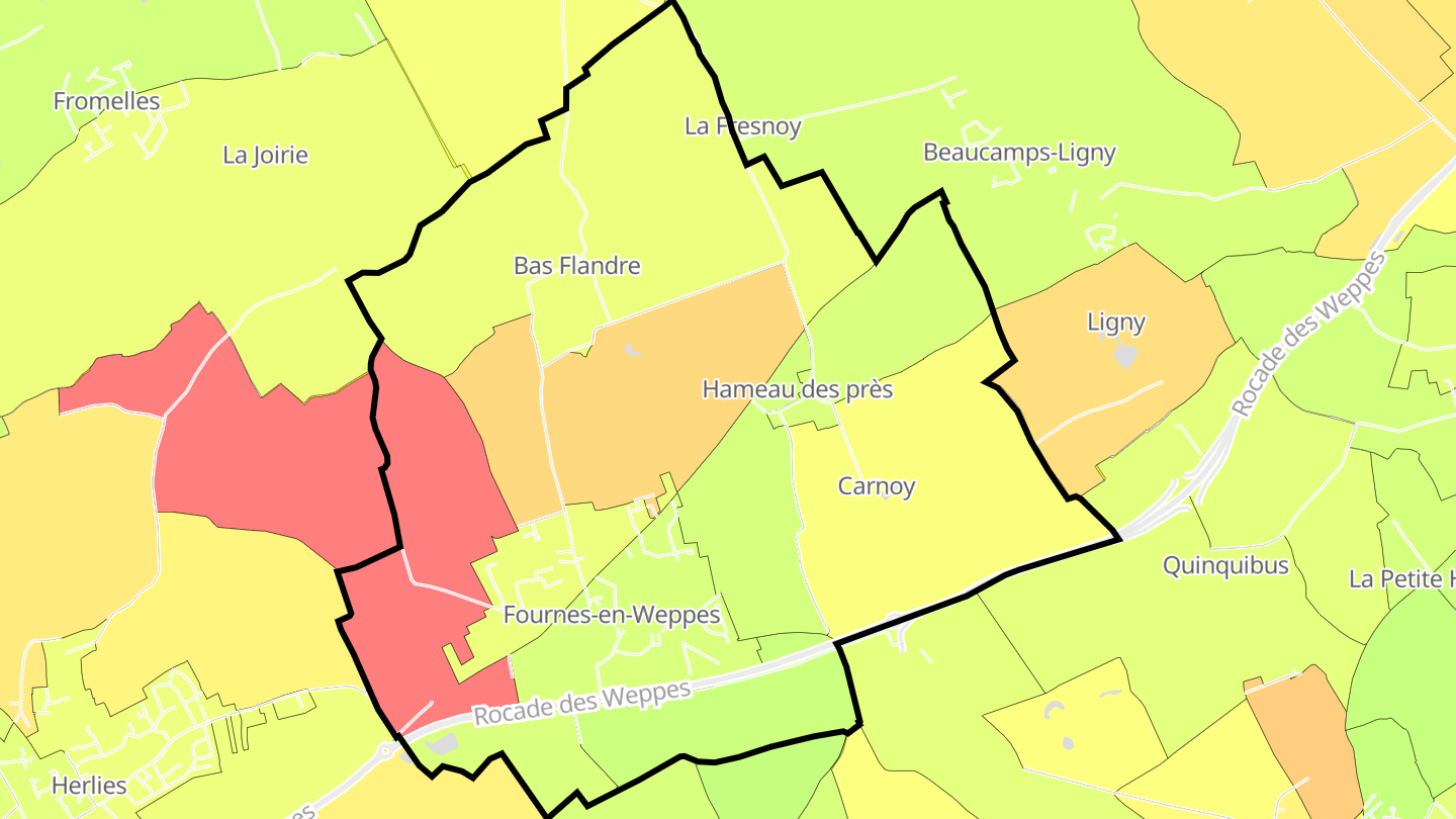 Carte des prix de l'immobilier Fournes-en-Weppes