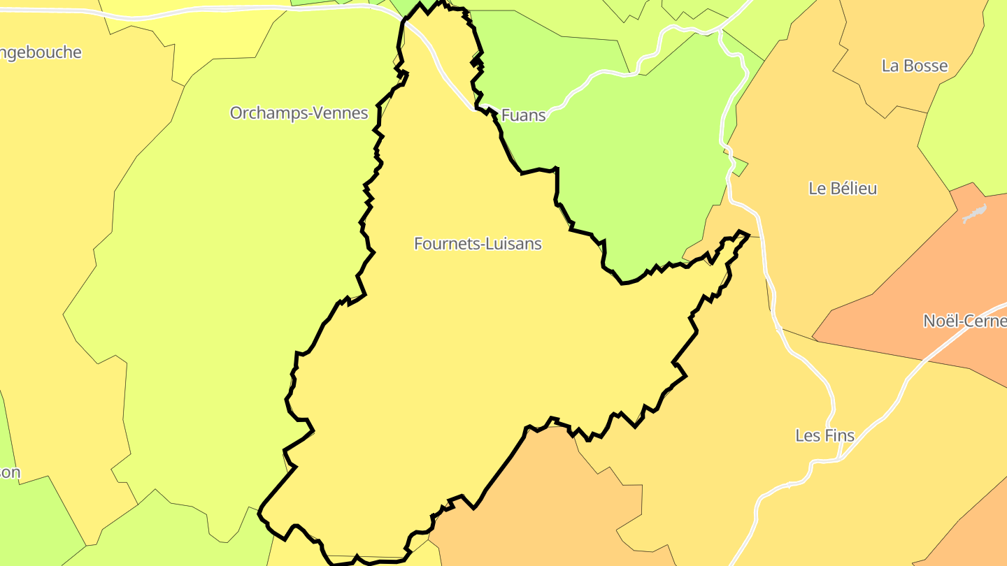 Carte des prix de l'immobilier Fournets-Luisans