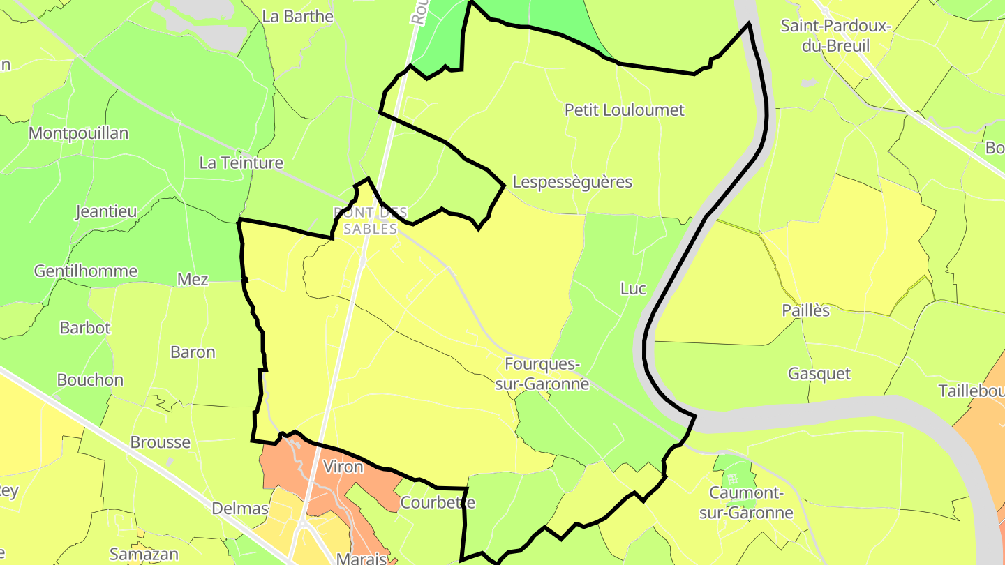 Carte des prix de l'immobilier Fourques-sur-Garonne