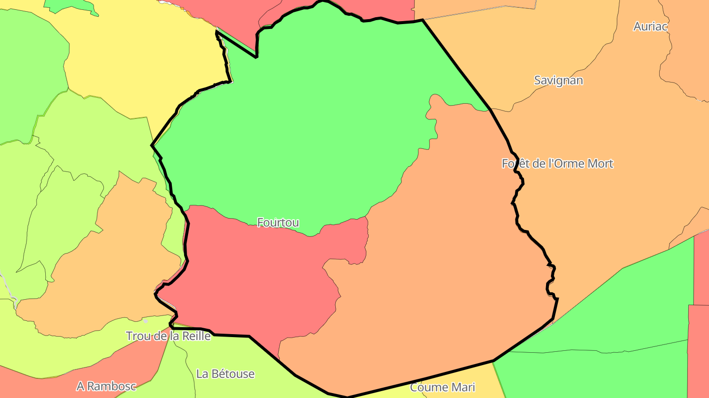 Carte des prix de l'immobilier Fourtou