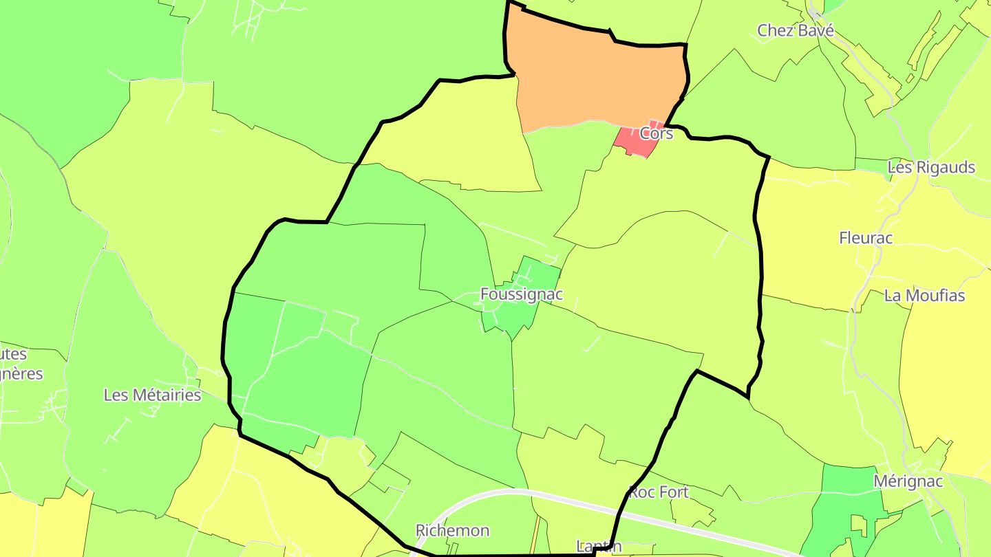 Carte des prix de l'immobilier Foussignac