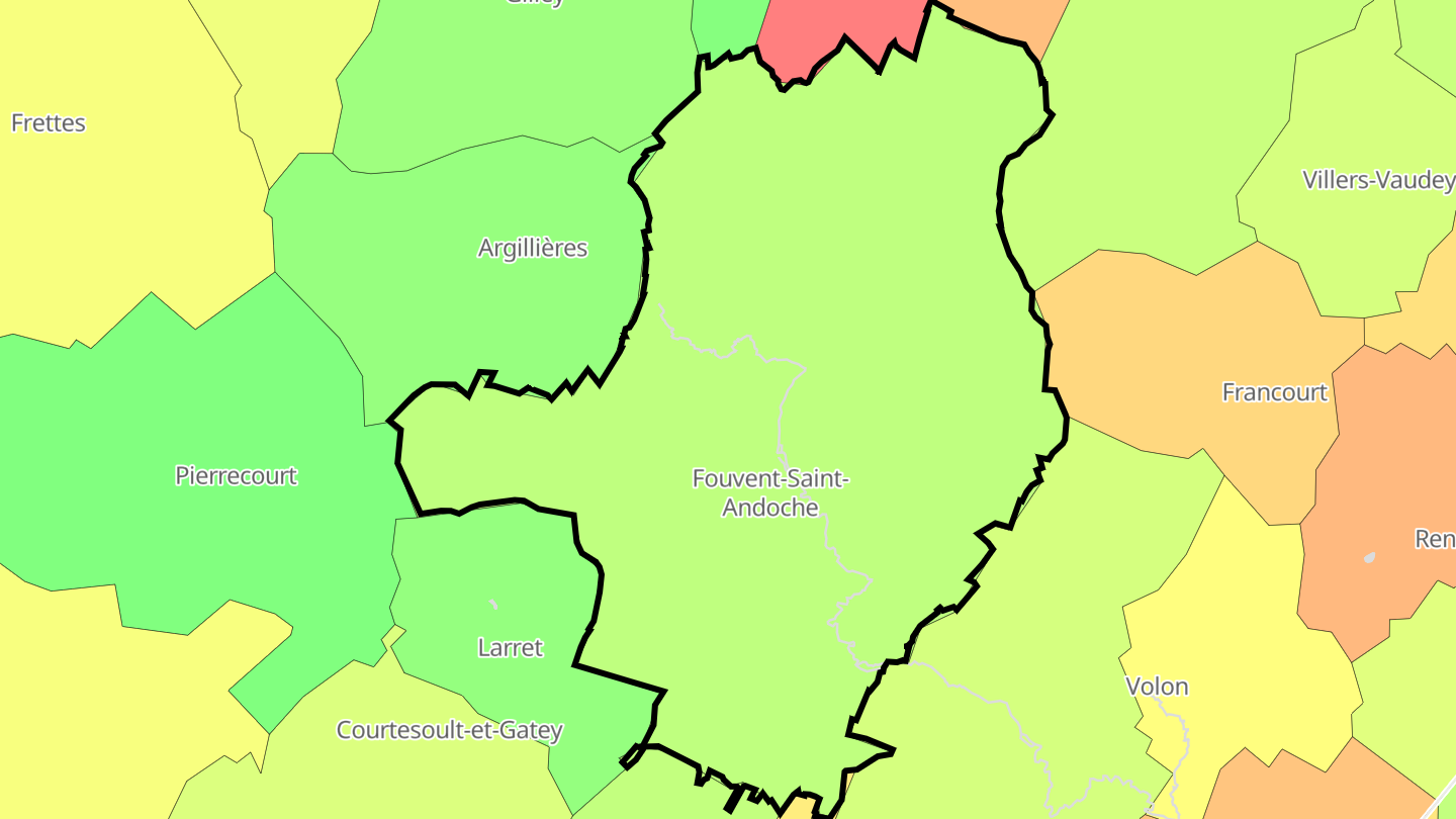 Carte des prix de l'immobilier Fouvent-Saint-Andoche