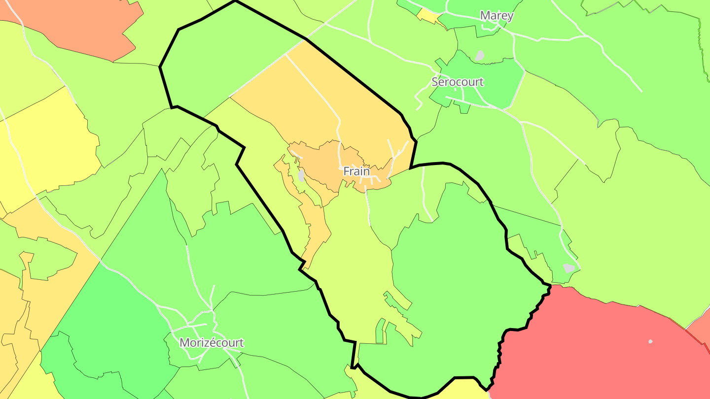 Carte des prix de l'immobilier Frain