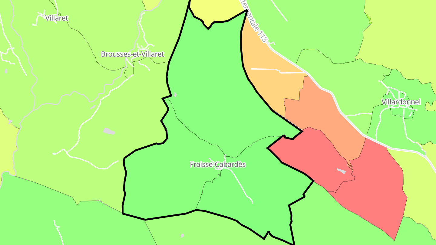 Carte des prix de l'immobilier Fraisse-Cabardès