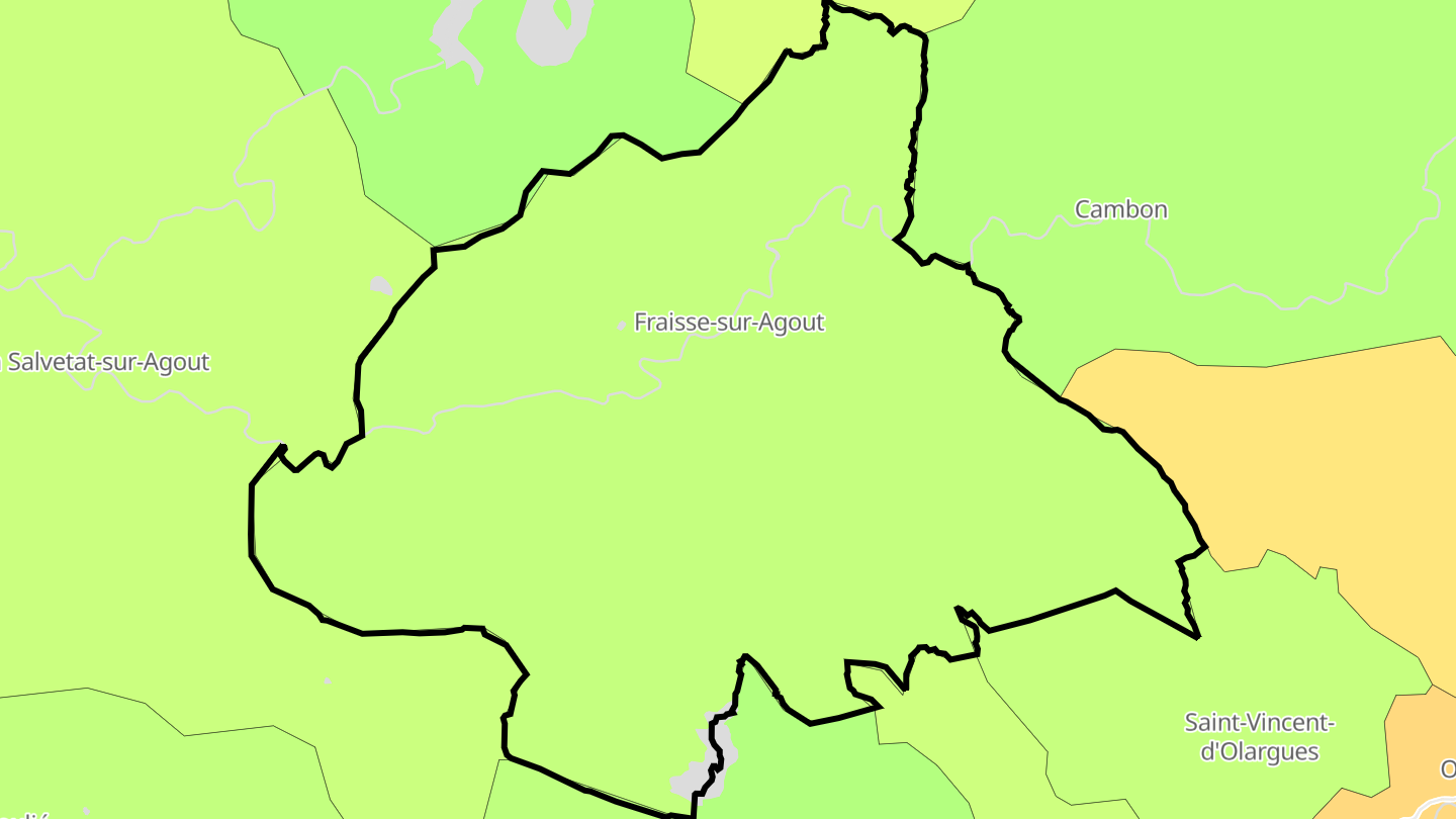 Carte des prix de l'immobilier Fraisse-sur-Agout