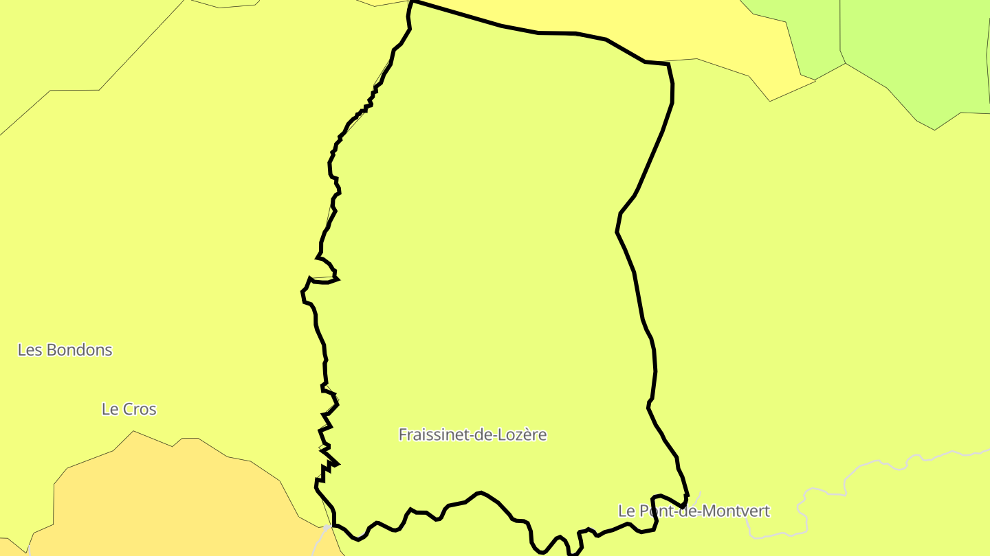 Carte des prix de l'immobilier Fraissinet-de-Lozère