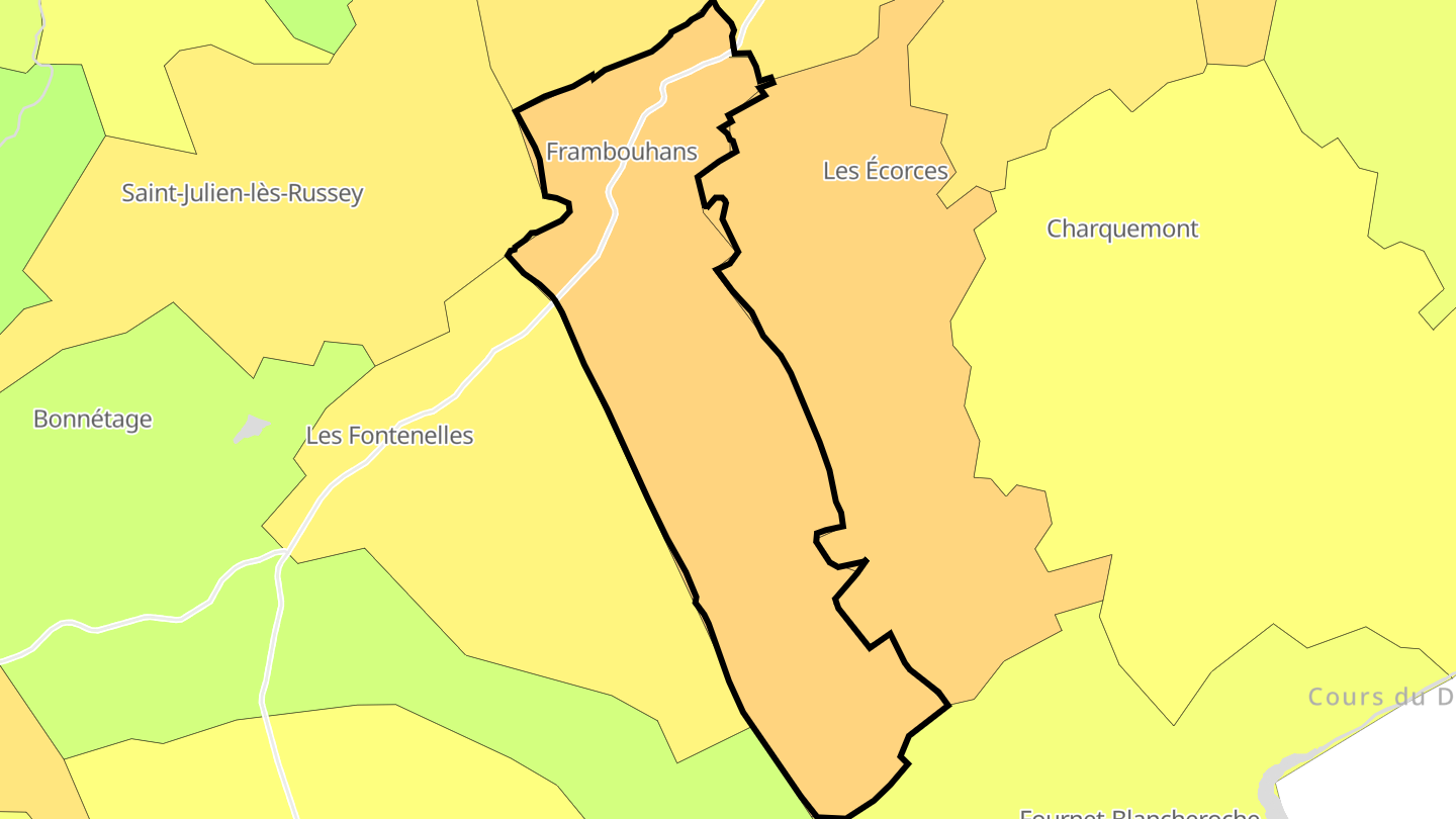 Carte des prix de l'immobilier Frambouhans