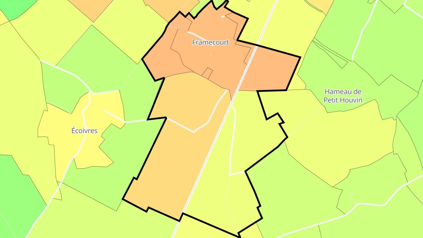 Carte des prix de l'immobilier Framecourt