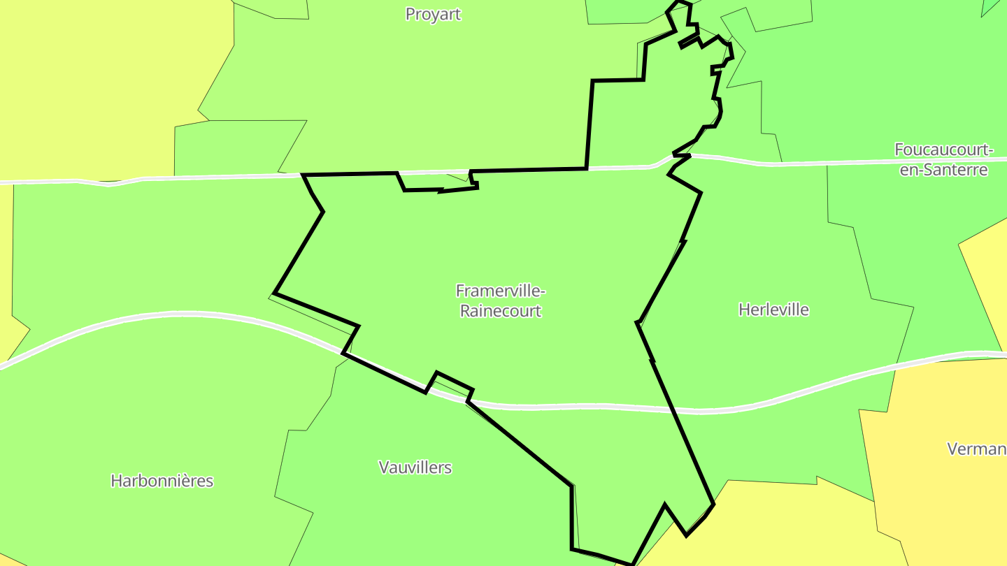 Carte des prix de l'immobilier Framerville-Rainecourt