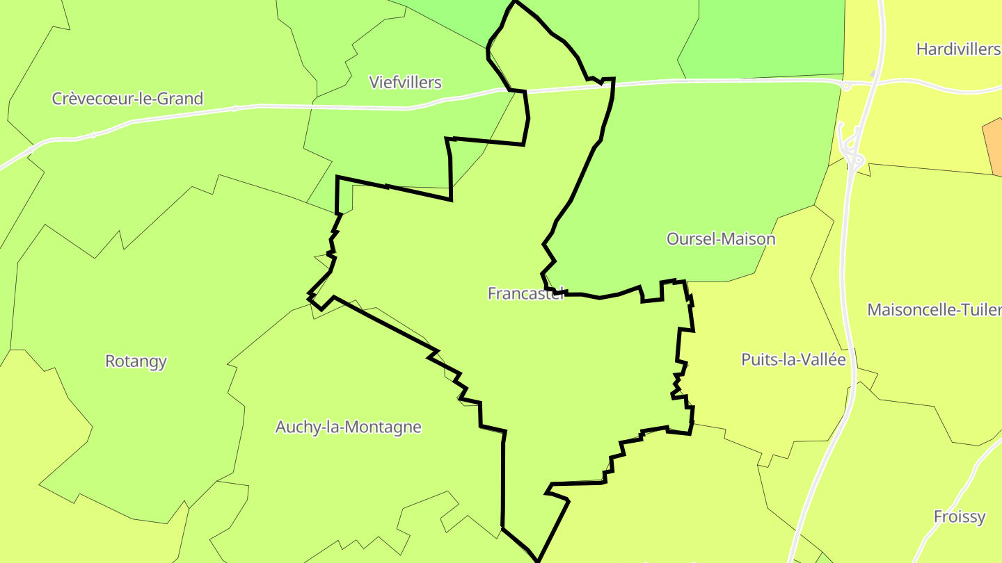Carte des prix de l'immobilier Francastel