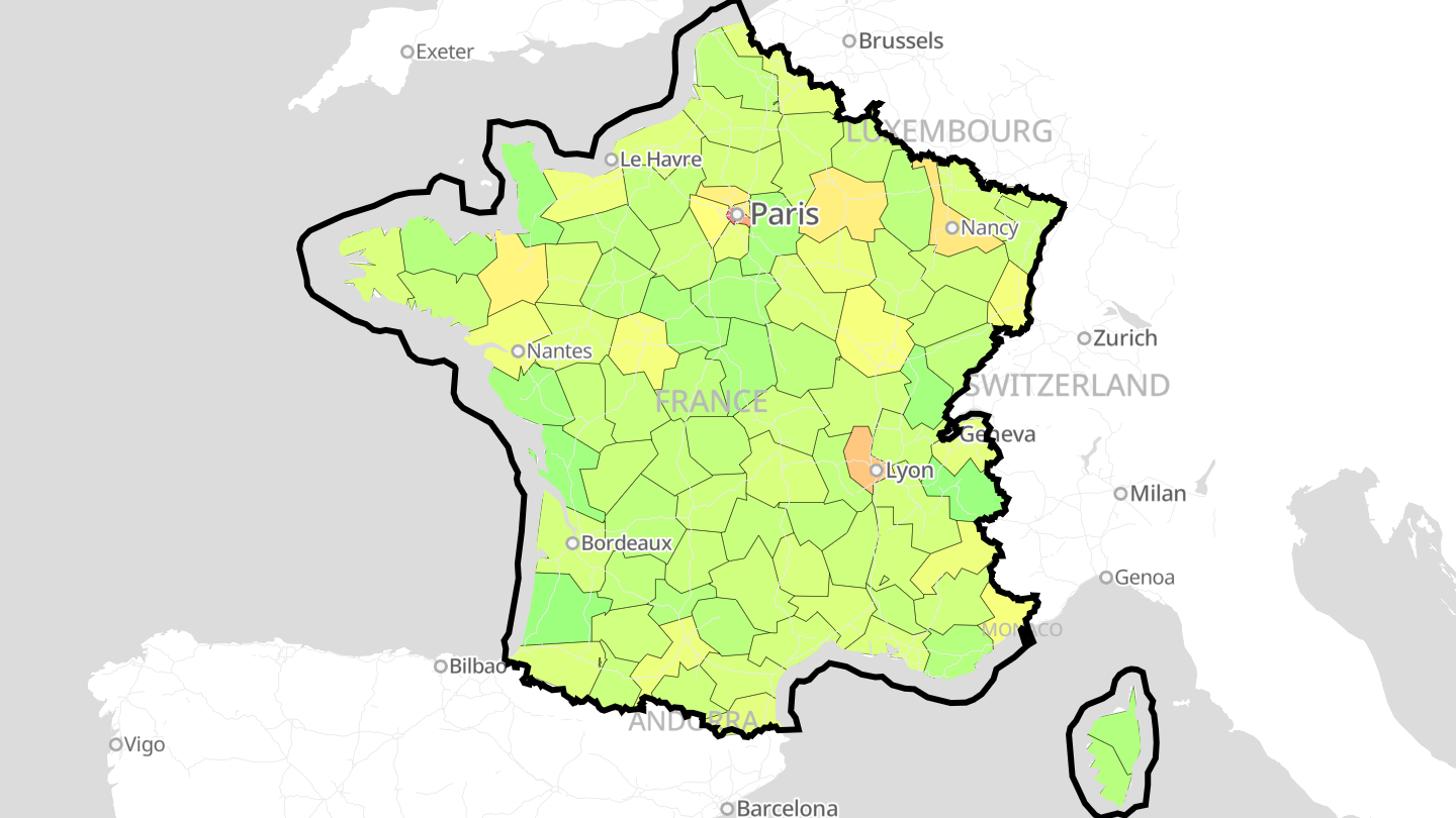 Carte des prix de l'immobilier France métropolitaine
