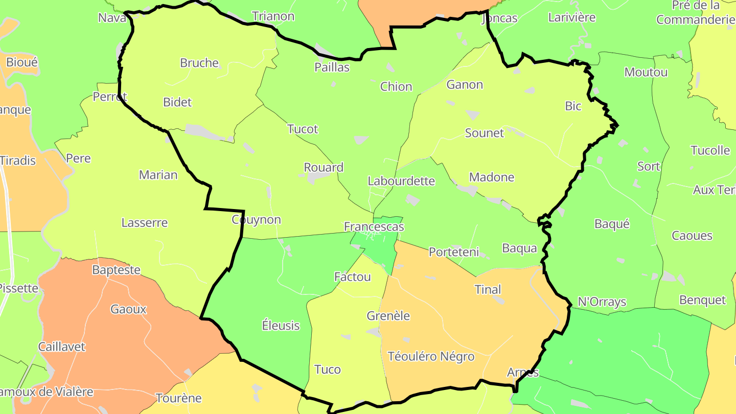 Carte des prix de l'immobilier Francescas