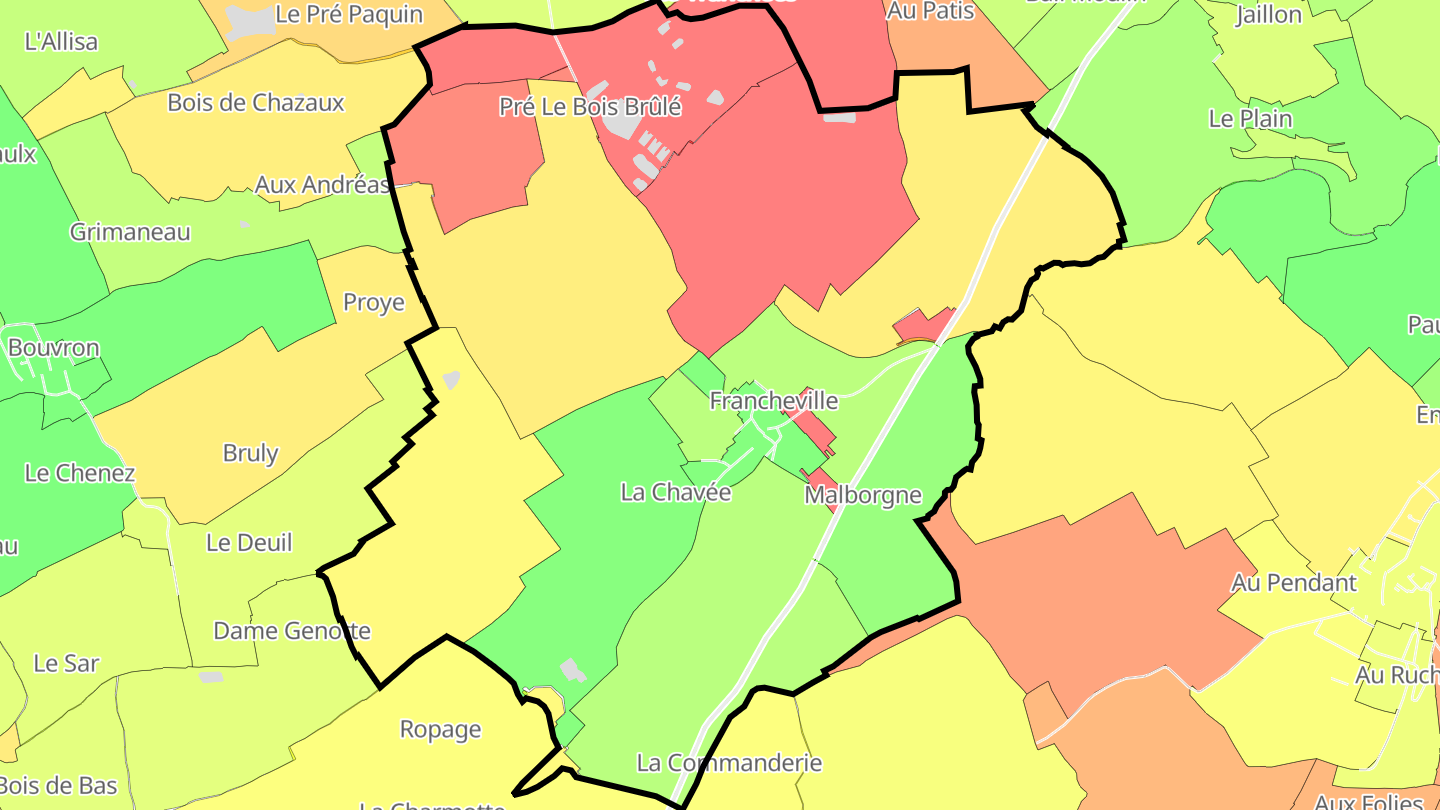 Carte des prix de l'immobilier Francheville