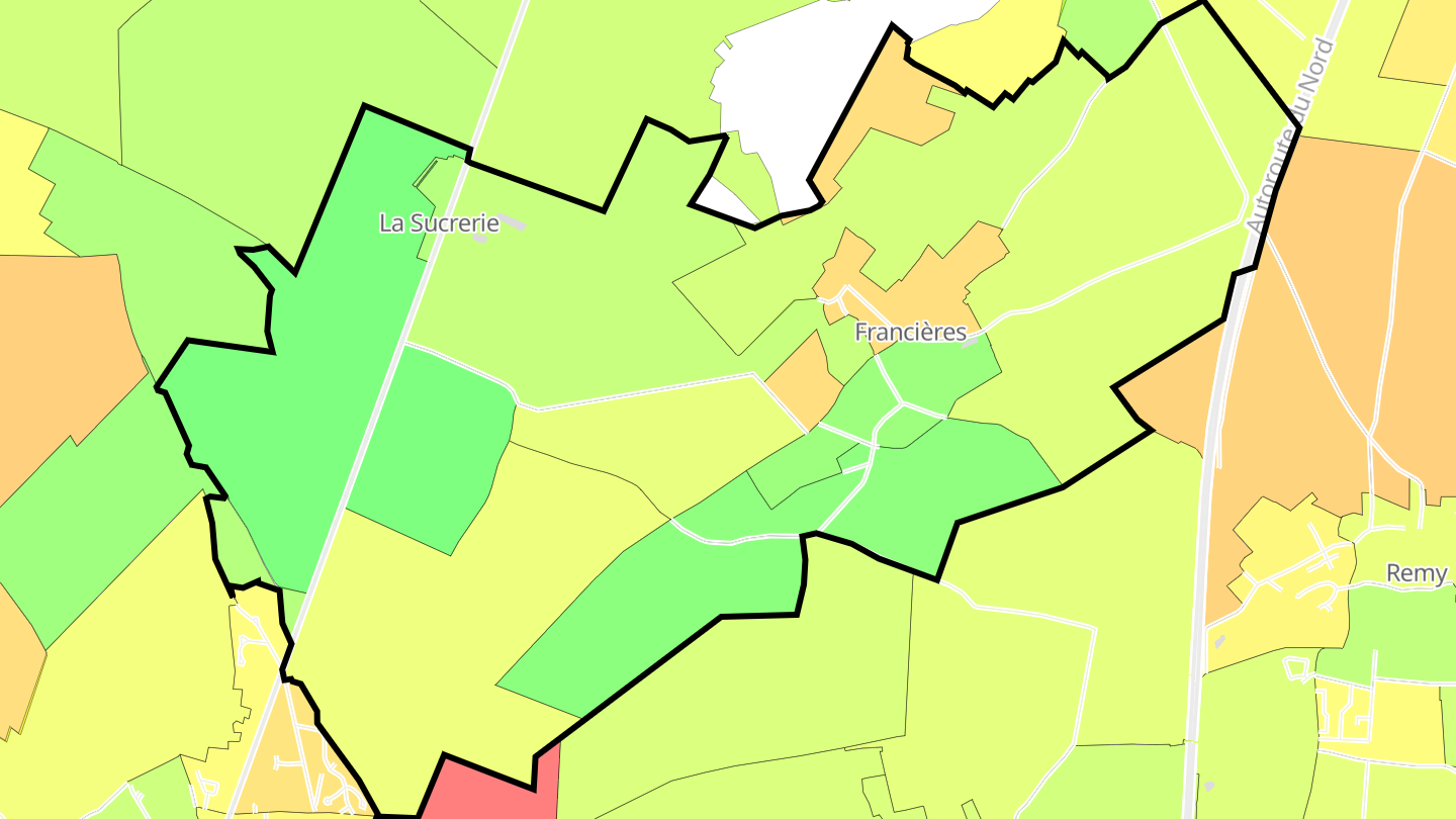 Carte des prix de l'immobilier Francières