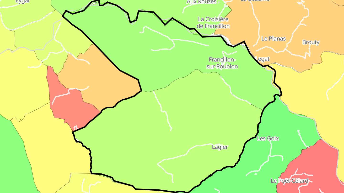 Carte des prix de l'immobilier Francillon-sur-Roubion