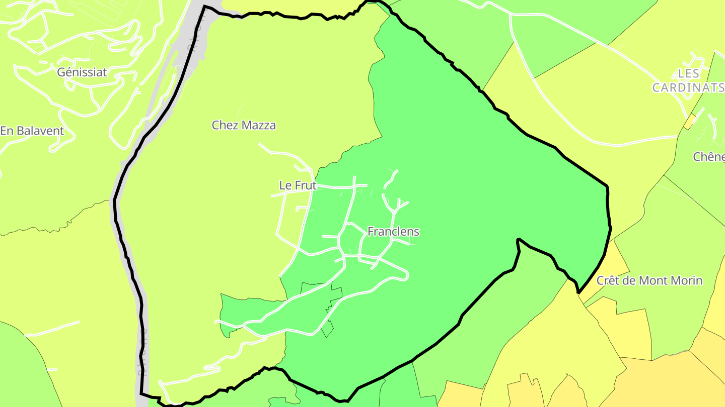 Carte des prix de l'immobilier Franclens