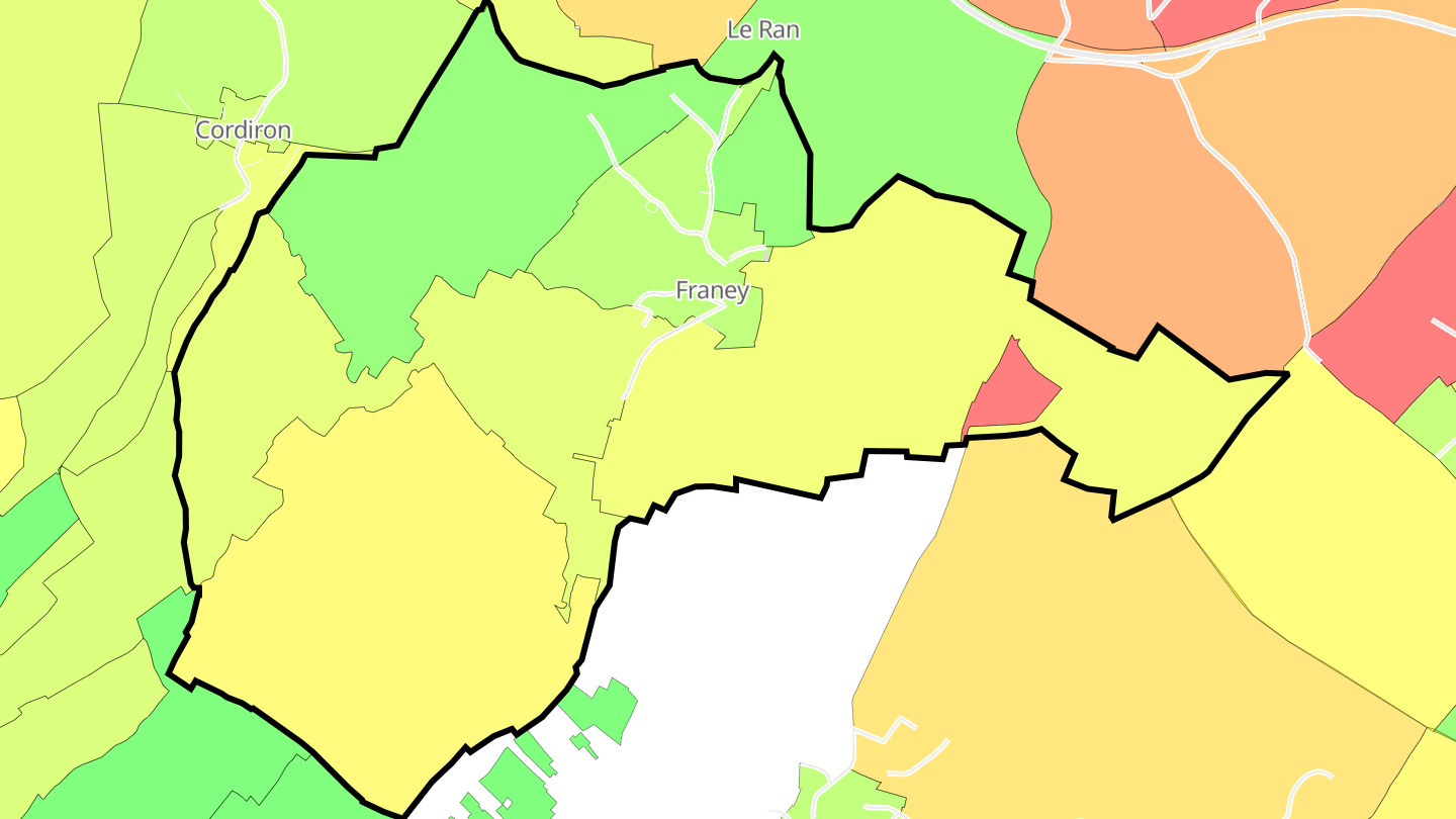 Carte des prix de l'immobilier Franey