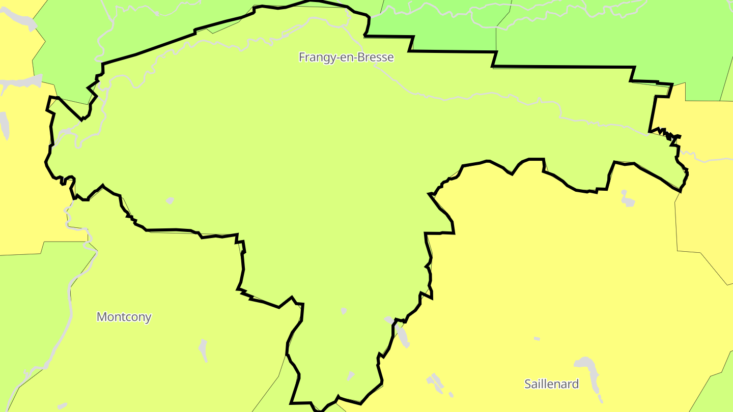 Carte des prix de l'immobilier Frangy-en-Bresse