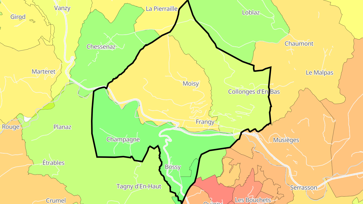 Carte des prix de l'immobilier Frangy